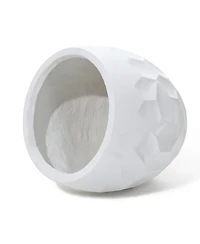 LuxenHome 14.6-Inch Round White Geometric MgO Planter
