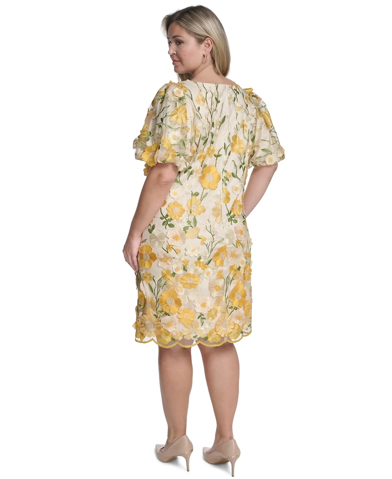 Eliza J Plus Size Boat Neck Short-Sleeve Cocktail Dress