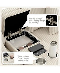 Streamdale Furniture Streamdale 112" Corduroy Sectional Sofa w/ Bluetooth, Console, Usb, Cup Holders, Storage