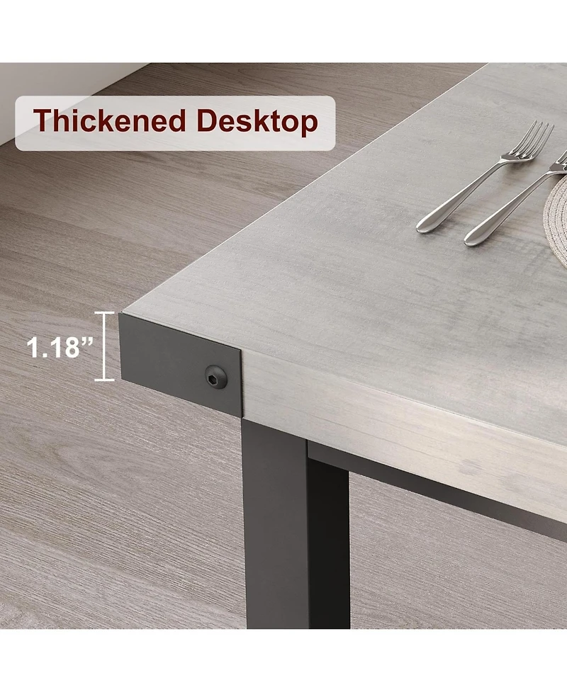 gaomon 70.87 Inch Large Farmhouse Dining Table with Wood Grain Engineered Panels and Sturdy Black Metal Legs Seats 6-8 Dual Use as Home Office Desk