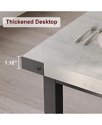 gaomon 70.87 Inch Large Farmhouse Dining Table with Wood Grain Engineered Panels and Sturdy Black Metal Legs Seats 6-8 Dual Use as Home Office Desk