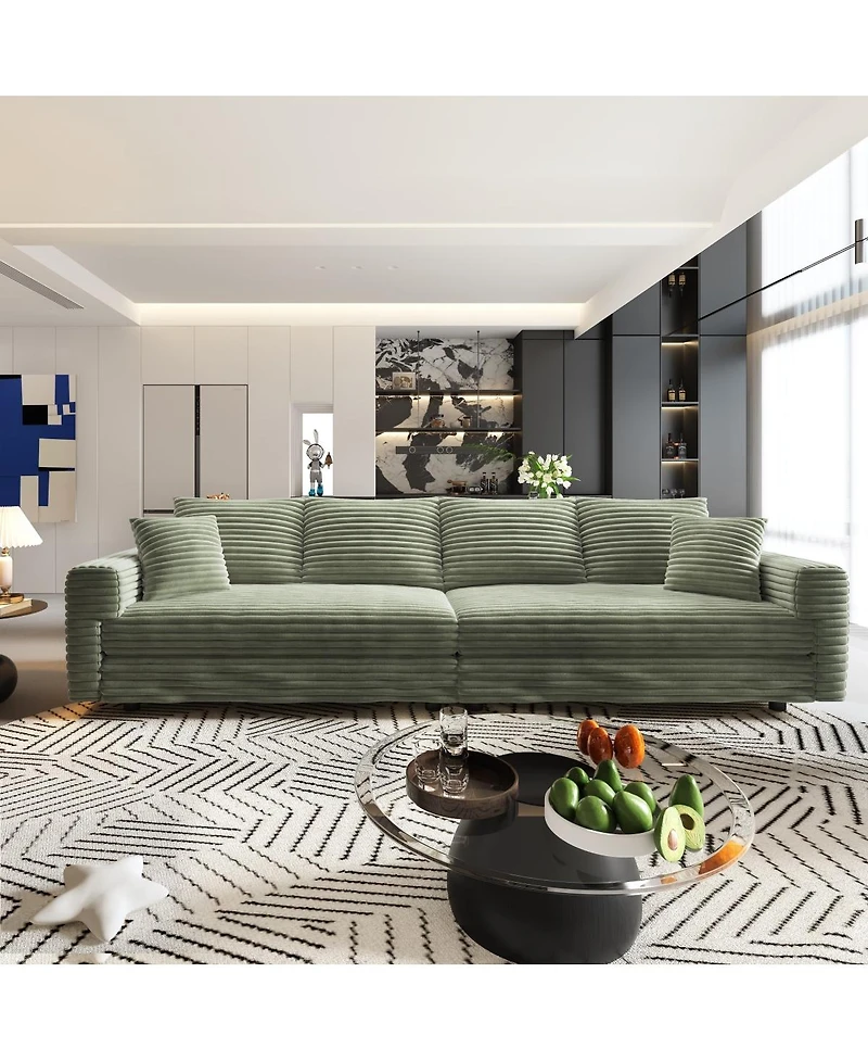 Streamdale Furniture Streamdale 102" Plush Corduroy 4-Seat Sofa, Modern Comfy Upholstered Cloud Couch