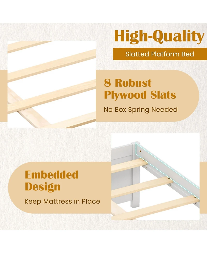 Sugift Queen Size Bed Frame with 2 Rolling Storage Drawers