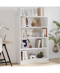 Rainsken 4-Tier Open Storage Shelf, Modern Wood Bookshelf, Wide Bookcase with Adjustable Shelves for Living Room, Home Office and Library