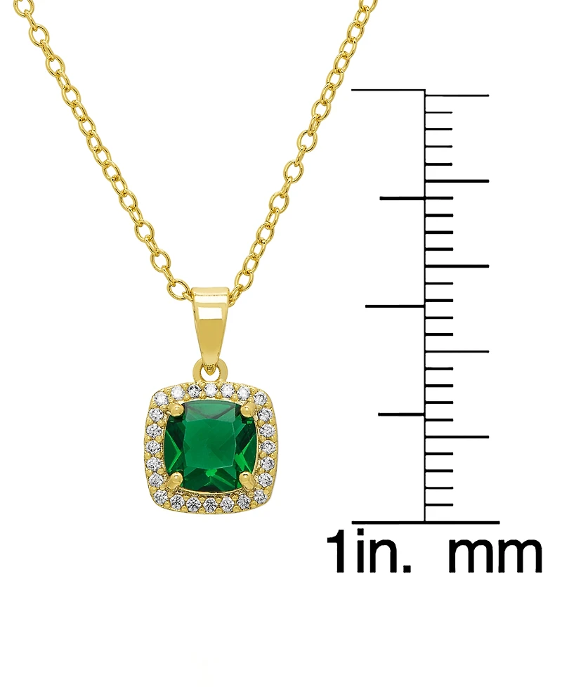 Macy's 2-Pc. Lab Grown Emerald (1.48 ct. t.w.) and Lab Grown White Sapphire (0.5 ct. t.w.) Pendant Necklace and Stud Earrings Set in Sterling Silver