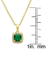 Macy's 2-Pc. Lab Grown Emerald (1.48 ct. t.w.) and Lab Grown White Sapphire (0.5 ct. t.w.) Pendant Necklace and Stud Earrings Set in Sterling Silver