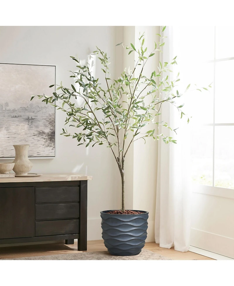 LuxenHome -Inch Round Waves MgO Planter