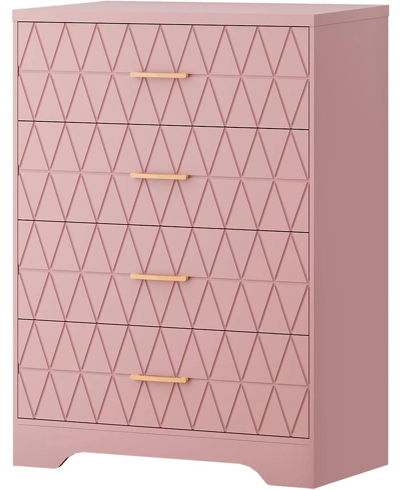 gaomon Tall 4 Drawer Dresser, Wooden Storage Chest with Metal Handles for Bedroom, Living Room