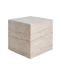 Streamdale Furniture Outdoor/Indoor Square Travertine Lightweight Concrete Side Table