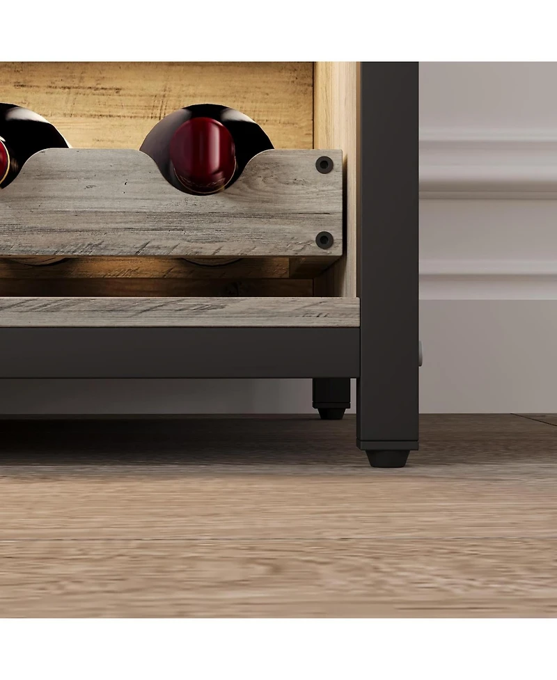 gaomon 3-Tier Wine Bar Cabinet with Led Detachable