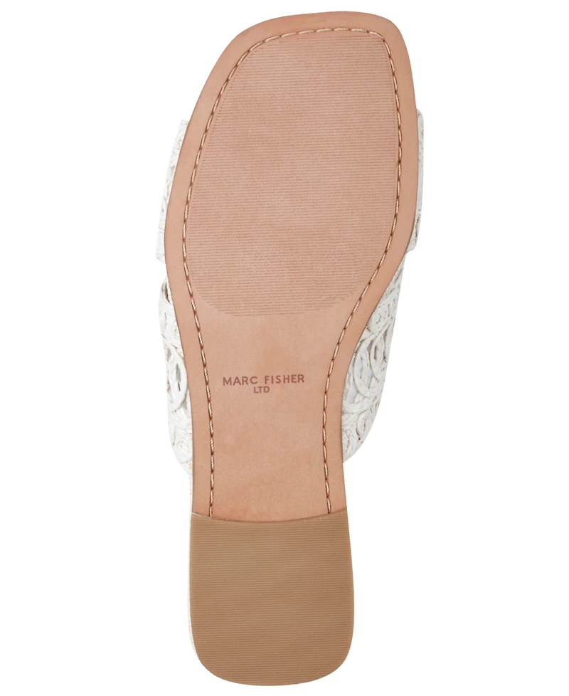 Marc Fisher Ltd Women's Nalany Lace Flat Slip-On Sandals