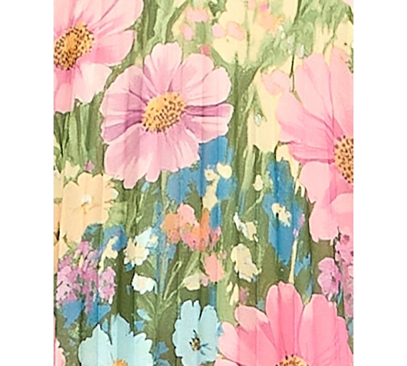 Alex & Sophia Women's V-Neck Floral Print Chiffon Dress