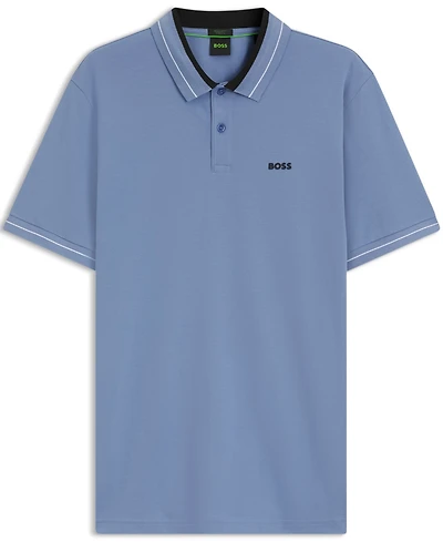 Boss by Hugo Men's Stretch-Cotton Stripe Trims Polo Shirt