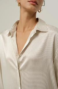 Lilysilk Women's Silk Charmeuse Pinstripe Shirt