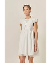 English Factory Women's Pearl Scallop Babydoll Mini Dress