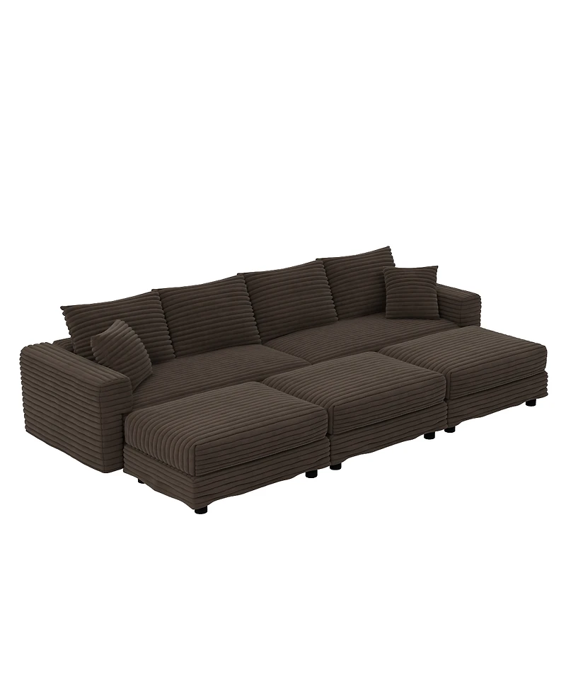 Streamdale Furniture Plush Corduroy 4-Seat Sofa