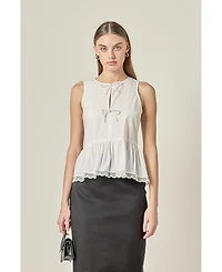 English Factory Women's Pearl Scallop Round New Top