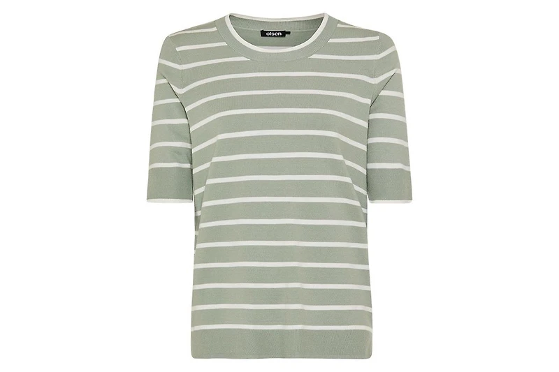 Olsen Women's Striped Short Sleeve Sweater
