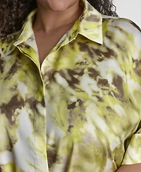 Dkny Plus Collared Neck Satin Top