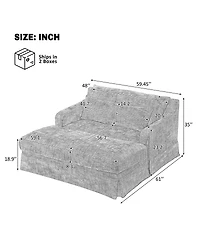 Streamdale Furniture Chenille Sofa Bed, 59.5-Inch Sleeper Sofa