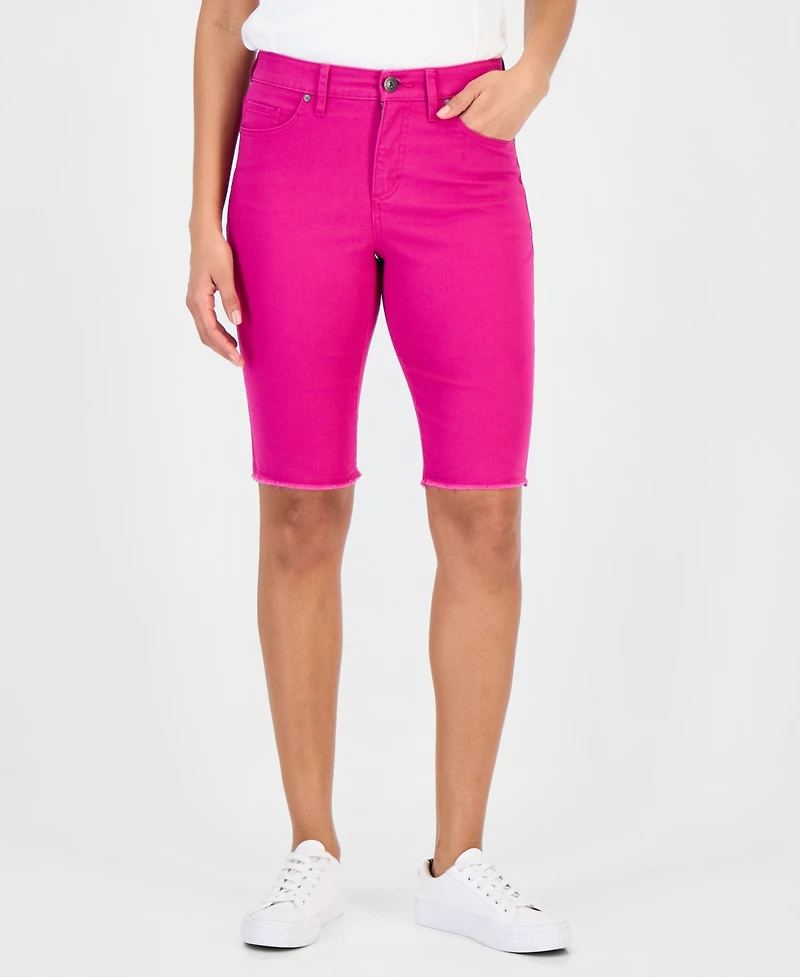 Style & Co Women's Mid-Rise Raw-Edge Bermuda Jean Shorts, Created for Macy's