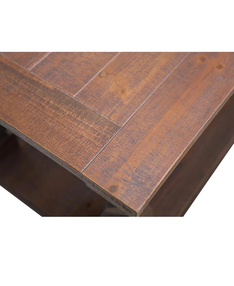 Streamdale Furniture Farmhouse Coffee Table, Rustic Living Room Table with Storage Shelf