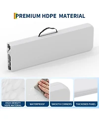 gaomon 6 Foot 2 Pack Folding Bench Seat, Portable Plastic Bench Carry Handle and Smooth Hdpe Tabletop for Camping