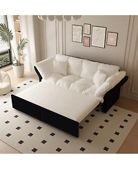 Streamdale Furniture Queen Pull Out Sofa Bed, 3-in-1 Convertible Sleeper Tufted Sofa with 2 Pillows