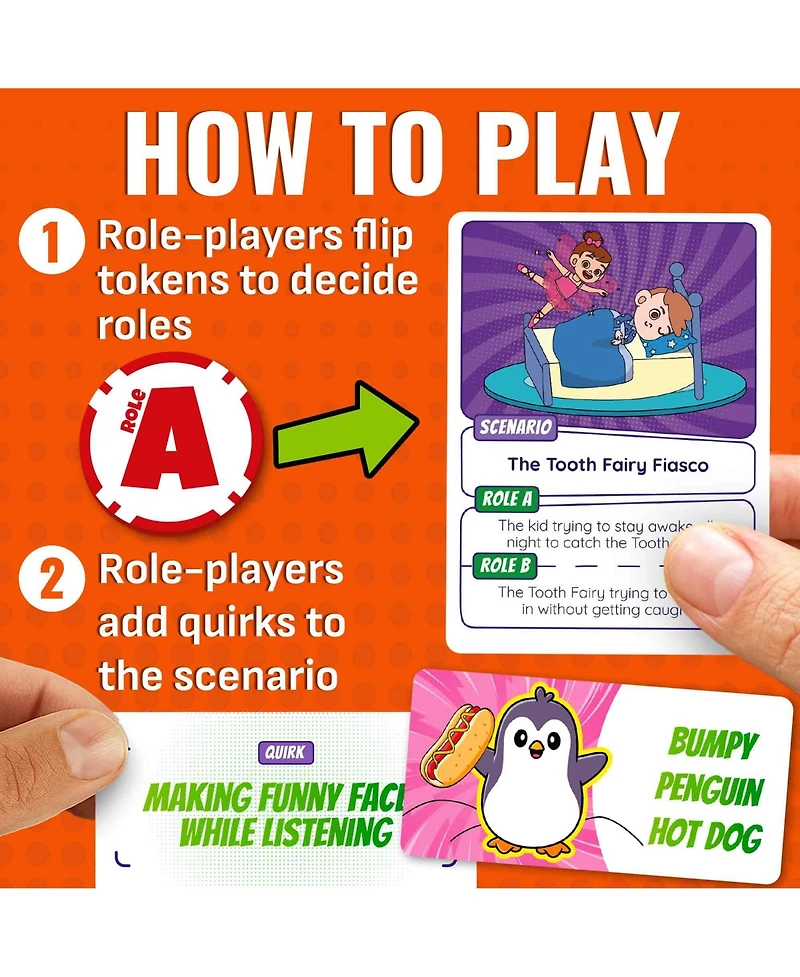 Quokka Charades & Guessing Game for Kids & Teens - 220 Hilarious Scenarios & Quirk Cards