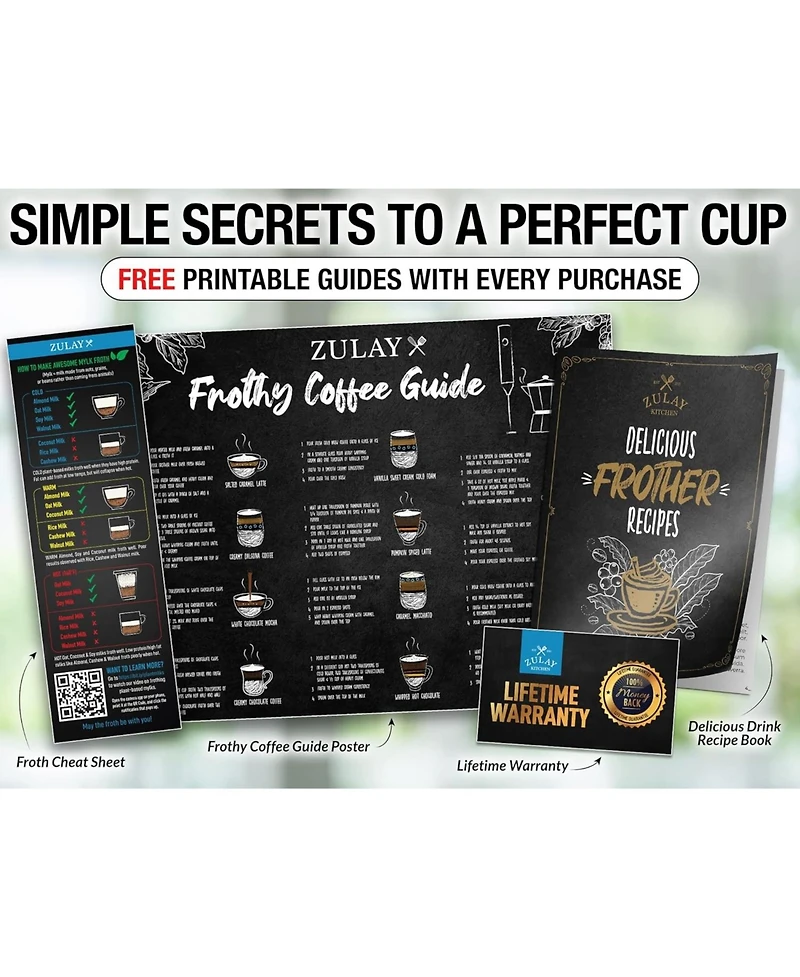 Zulay Kitchen Froth N Go Rechargeable Milk Frother with Case for Lattes