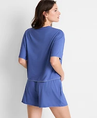 State of Day Women's Solid Short-Sleeve Picot Stitch Set, Macy's Exclusive