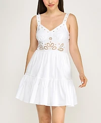 Row A Juniors' Sleeveless Fit and Flare Dress