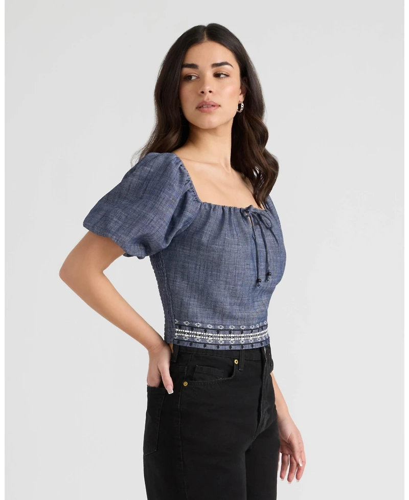 Nvlt Women's Embroidered Balloon Sleeve Top