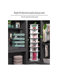 Rainsken 8 Tier Rotating Shoe Rack Tower, Vertical Display Stand Round Carousel, Shoe Storage Organizer for Entryway
