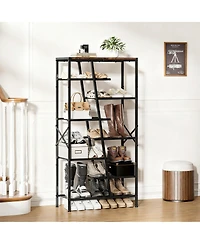 Yigii Boot & Shoe Storage Rack with Rustic Brown Finish