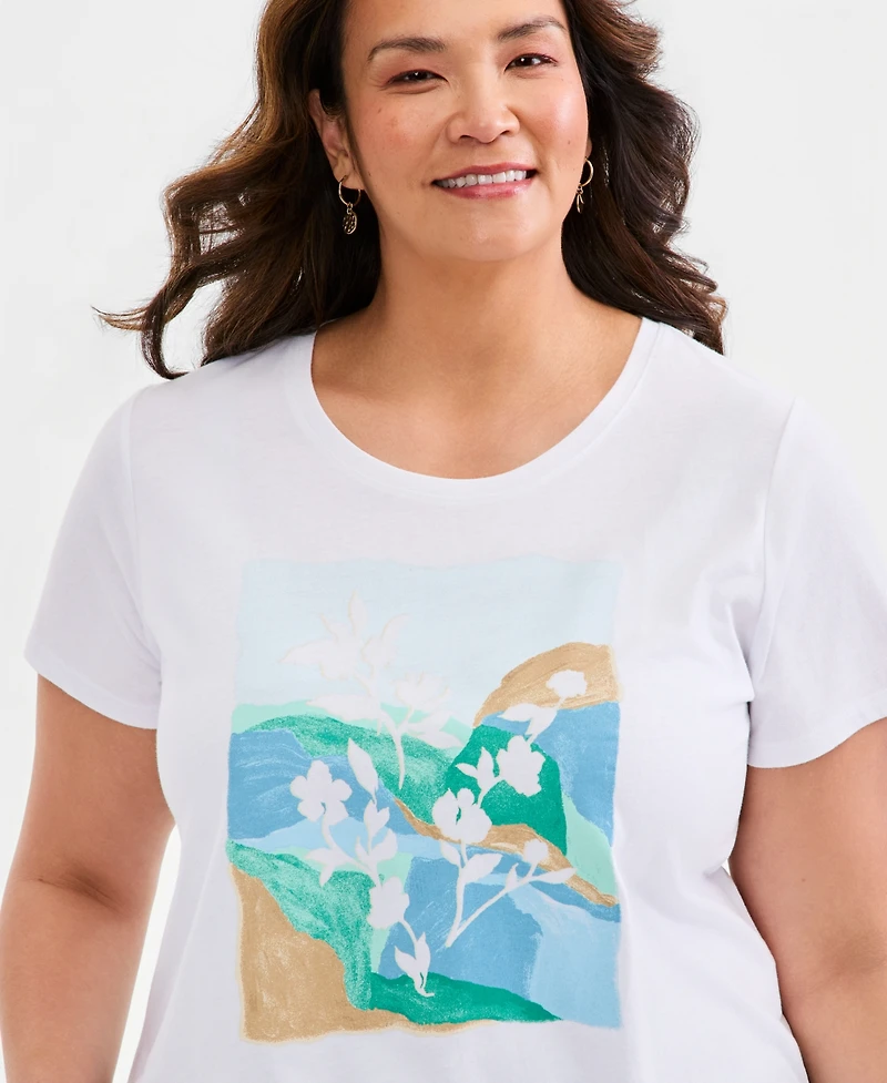 Style & Co Plus Graphic Short-Sleeve Crewneck T-Shirt, Macy's Exclusive