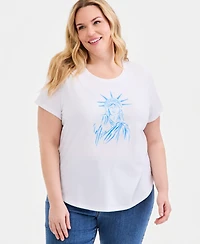Style & Co Plus Perfect Short-Sleeve Open-Crewneck T-Shirt