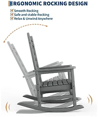 gaomon Outdoor Hdpe Rocking Chair Set of 2, Weather Resistant Porch Rockers with Wood Texture and 380 lbs Support for Deck, Pool, Backyard”
