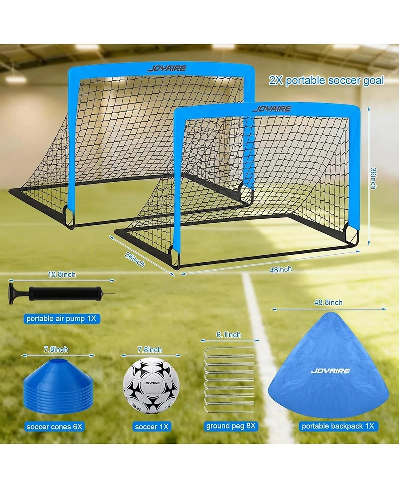 Joyaire Pro-Grade 4x3ft Pop-Up Soccer Goal for Kids – Durable 5-Layer Tear-Resistant Net & 10mm Poles, Portable Training Set with 4 Ball