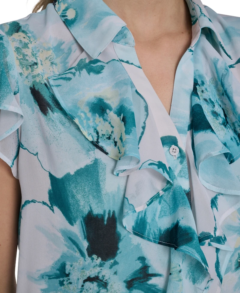 Calvin Klein Petite Collared Woven Top