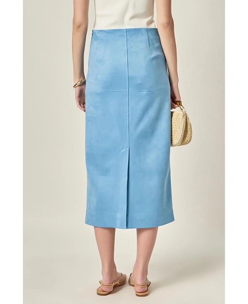 English Factory Women's Suede Midi Skirt