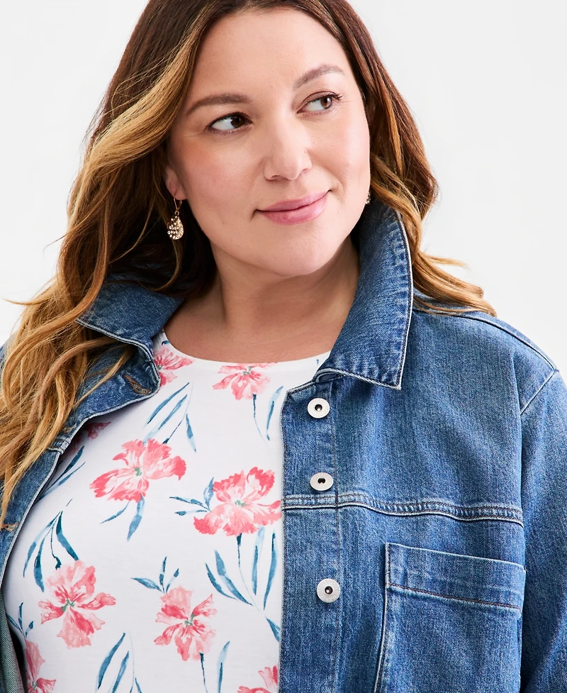 Style & Co Women's Plus Size Short-Sleeve Scoop-Neck Top, Exclusively at Macy's
