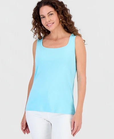 Style & Co Petite Square Neck Cotton Tank Top, Macy's Exclusive