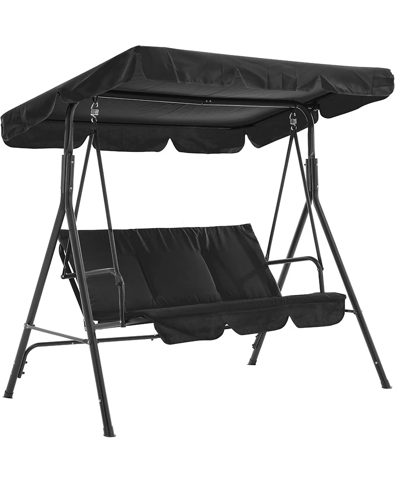 gaomon "3 Person Patio Swing Chair with Adjustable Canopy, Breathable Seat & Armrests for Backyard"