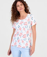Style & Co Women's Printed Short-Sleeve Scoop-Neck Top, Macy's Exclusive