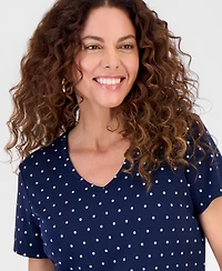 Style & Co Women's Printed Short-Sleeve V-Neck Top, Macy's Exclusive