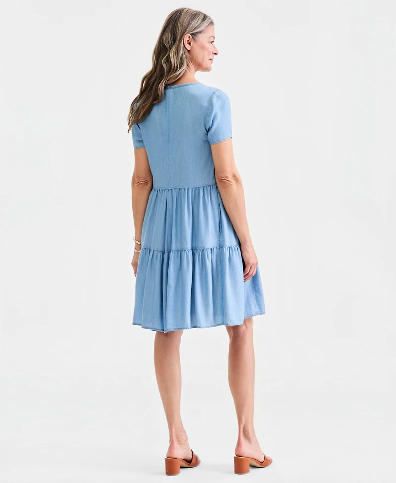 Style & Co Women's Chambray Tiered Dress, Macy's Exclusive