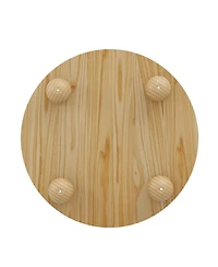 Streamdale Furniture Round Fluted Coffee Table with Storage, Pine Solid Wood, 31.8