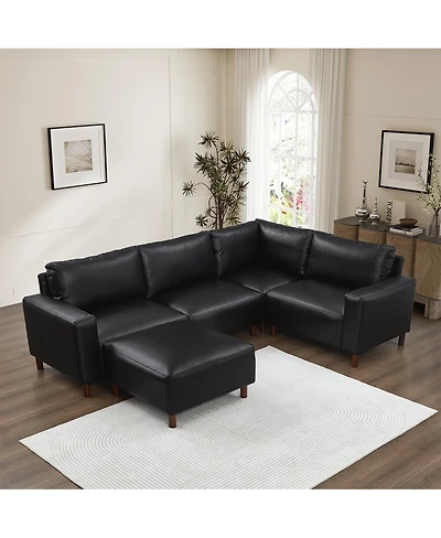 Streamdale Furniture Modern Luxury 5-Piece Modular Sectional Sofa with Ottoman