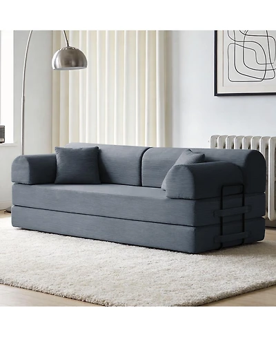 Streamdale Furniture Corduroy Convertible Sleeper Sofa Bed with Pillow